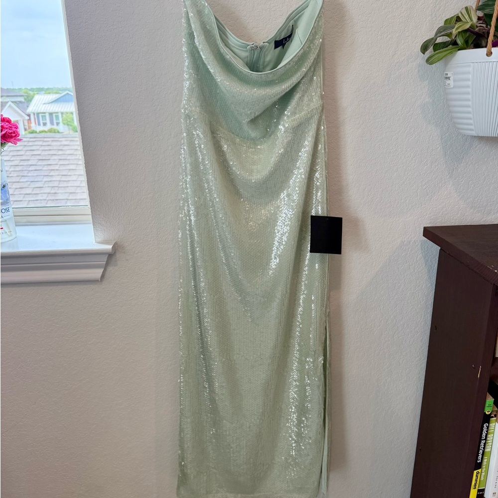 NWT Lulu's Shimmering Green Sequin Midi Dress